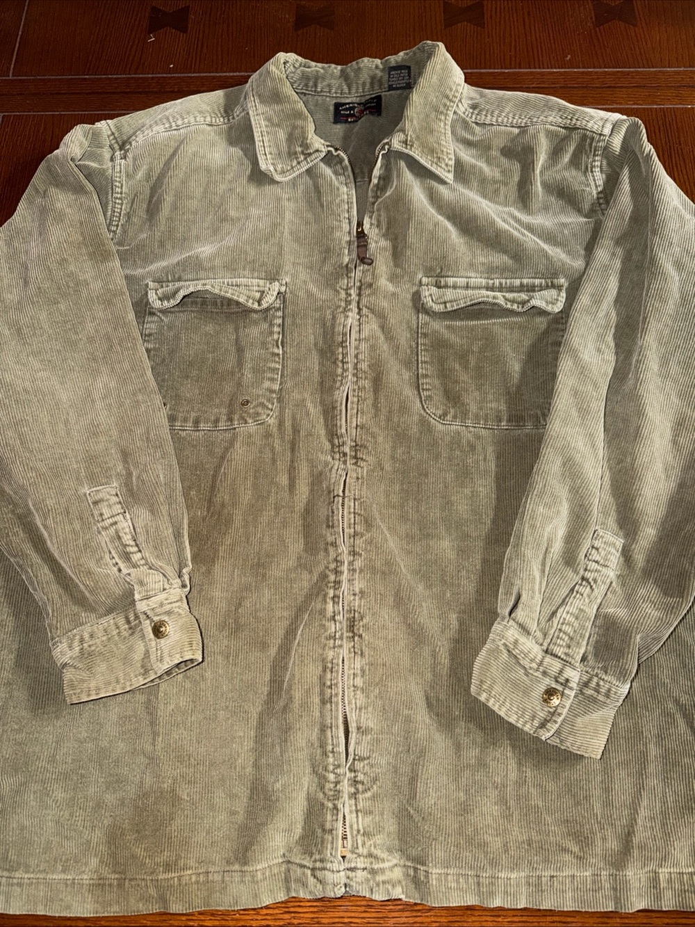American Eagle Outfitters Corduroy Zip-Up Shirt Jacket in Sage Green Size XL